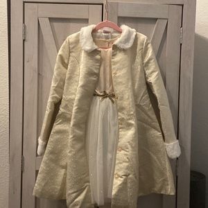 Little Girls Winter Holiday Dress w/ coat. 2 pc set.